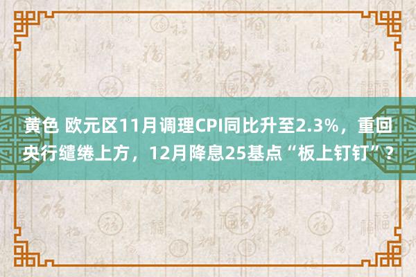 黄色 欧元区11月调理CPI同比升至2.3%，重回央行缱绻上方，12月降息25基点“板上钉钉”？